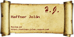 Haffner Jolán névjegykártya